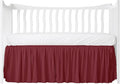 Crib Bed Skirt Dust Ruffle with Split Corners, 100% Cotton, Burgundy Nursery Crib Skirt for Baby Boys or Girls, 28x52, 14" Drop, Toddler Bed Skirt, Baby Bedding, Crib Sheet Skirt, Soft & Breathable