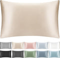 100% Mulberry Silk Zippered Bed Pillowcase for Hair and Skin,Zip Up Real Silk Large Pillow Case,19 Momme Grade 6A,1pc,Champagne,Super King Size 20x36 Inches