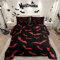 Erosebridal Bat Bedding Set Halloween Comforter Set with 2 Pillow Cases Red Bats Animals Quilt Queen Size for Kids Boys Bedroom Holiday Gothic Spooky Style Quilt