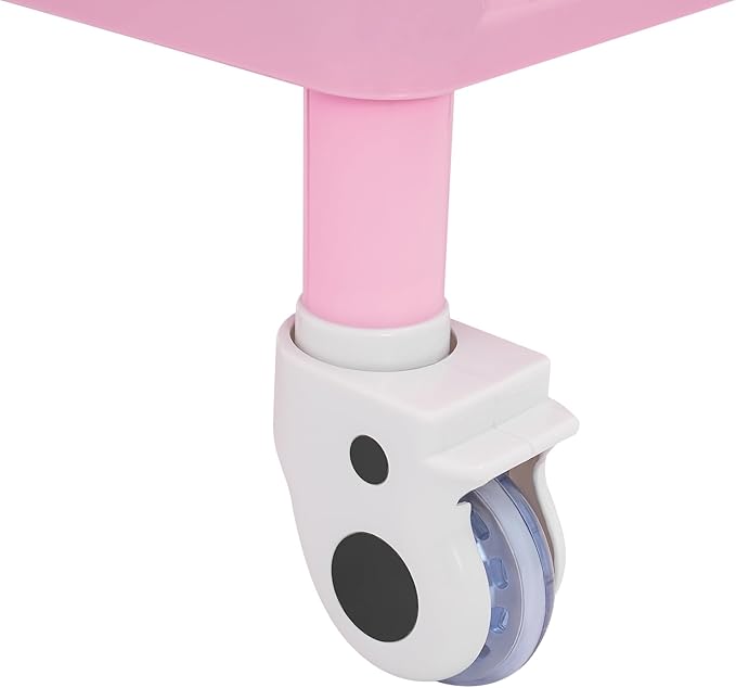 Medical Mobile Trolley Cart with 1 Drawers & 2 Trash Cans, 3 Tiers Portable Beauty Salon Rolling Trolley on Wheels, Medical Mobile Trolley Cart for Hospital Clinic Home, Pink