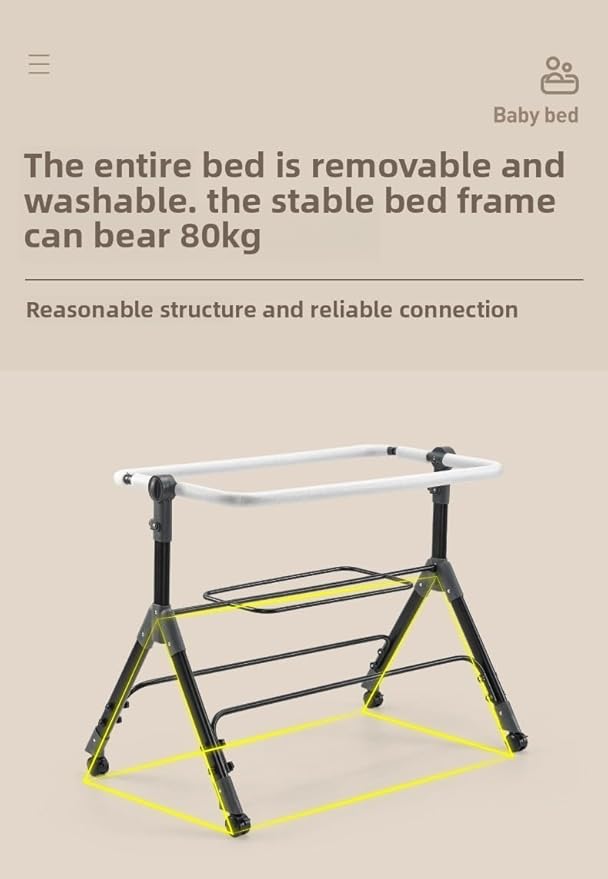 Nine point nine Baby Bedside Bassinet, Baby Bassinet Bedside Sleeper, Next to Me Crib with Wheels, Foldable Co-Sleeping Bed Crib for Newborn (X3 Grey)