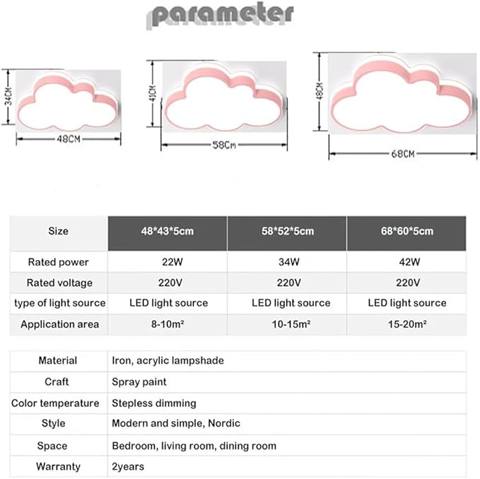 Cloud Shape LED Ceiling Light Fixture,27 Inch Modern Recessed Ceiling Lights, Dimmable Light,Pink 42W Close to Ceiling Lighting Flush Mount Living Room Bedroom,3000K-6000K