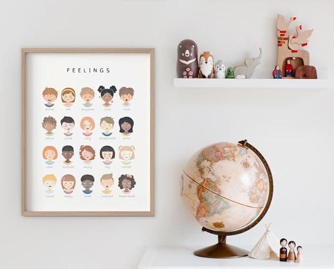 Feelings Learning Poster, Emotions Chart for Kids, Montessori Classroom Wall Art, Educational Toddler Decor (Unframed) (16x24)