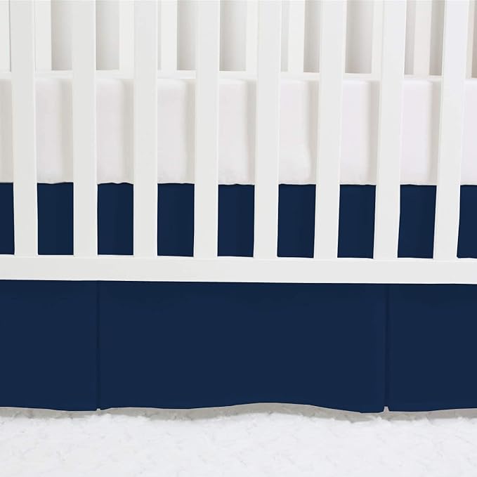 Box Pleated Crib Bed Skirt Premium 100% Cotton 800 Thread Count Nursery Crib Toddler Bedding Crib Bedskirt for Baby Boys or Baby Girls, (28" x 52") + 16" Drop Lenght - Navy Blue Solid