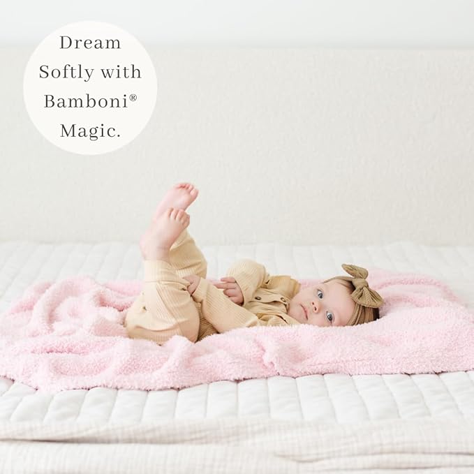 SARANONI Bamboni Baby Blanket | Luxury Plush Super Soft Blanket | Breathable Comfort Infant Baby Blankets for Boys & Girls | Light Pink, Mini - 15” x 20”