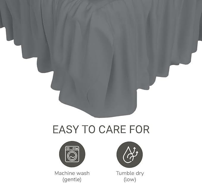 Crib Bed Skirt Dust Ruffle with Split Corners, 100% Cotton, Dark Grey Nursery Crib Skirt for Baby Boys or Girls, 28x52, 14" Drop, Toddler Bed Skirt, Baby Bedding, Crib Sheet Skirt, Soft & Breathable