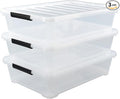 Zopnny 3-Pack 40 Quart Plastic Underbed Storage Box, Large Clear Under Bed Storage Bin with Wheels