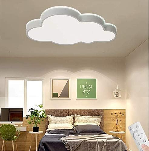 LAKIQ Modern Dimmable Acrylic LED Lights with Remote Creative Cloud Shape Children Room Flush Mount Ceiling Lighting Fixture for Kids Bedroom Kindergarten Living Room(25.5'',Stepless Dimming)
