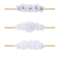 Baby Girl Nylon Headbands Flower Hair Bows Accessories-Elastic Hair Band Crown Handmade FLoral Wraps Birthday Gifts for Girls Newborn Infant Toddler 3Pcs