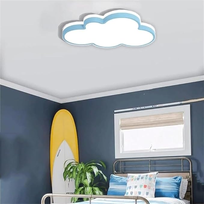 Cute Cloud LED Ceiling Light Fixture, Blue & White Flush Mount Lamp, Modern Eye-Caring Lighting for Kids’ Bedroom, Nursery, Baby Room, Playroom Decor(Blue,68cm)