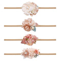 cherrboll 4pcs Baby Girl Flower Headbands, Super Soft & Stretchy Nylon Floral Hairbands for Newborn Toddler
