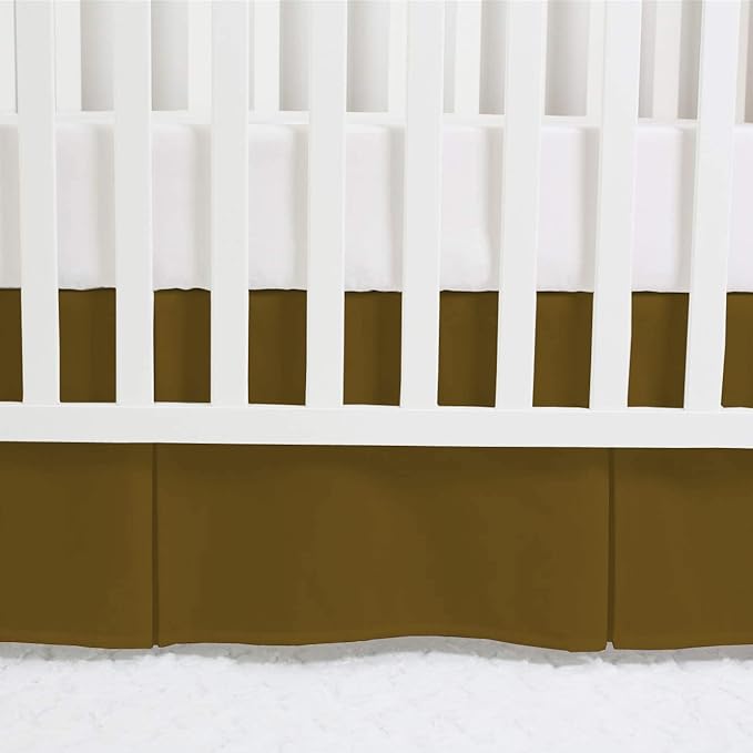 Box Pleated Crib Bed Skirt Premium 100% Cotton 800 Thread Count Nursery Crib Toddler Bedding Crib Bedskirt for Baby Boys or Baby Girls, (28" x 52") + 16" Drop Lenght - Taupe Solid