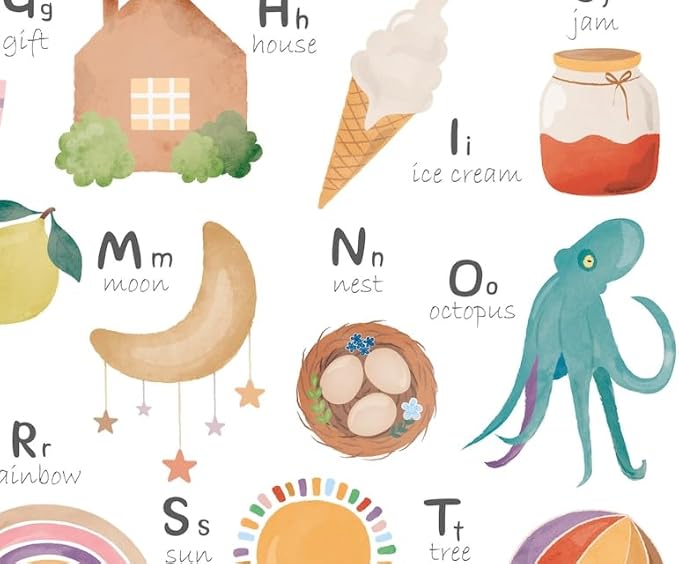 OZCONO Alphabet Numbers Poster, Vibrant ABC Counting Chart Kids, Playroom Wall Decor Art, Homeschool Education Guide (Unframed) (27x40)