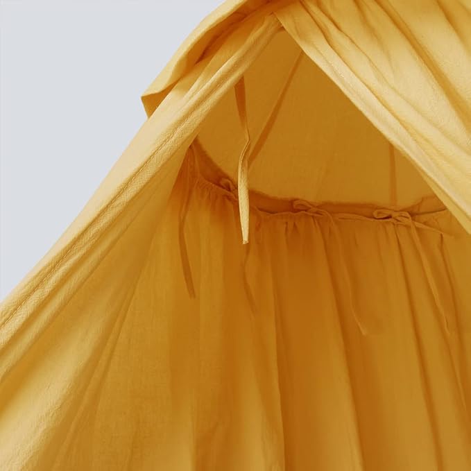 MAMERIA Kids Bed Canopy with Frills Cotton Cover Net for Baby Crib Reading Nook Curtain Hideaway Hanging Round Tent Nursery Bedding Play Room Decor (02CNP0002-YL)
