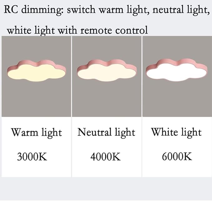 LED Modern Cloud Shape Recessed Ceiling Light, 23 Inch, 3000K-6000K Dimmable, 36W Pink Flush Mount for Living Room, Bedroom