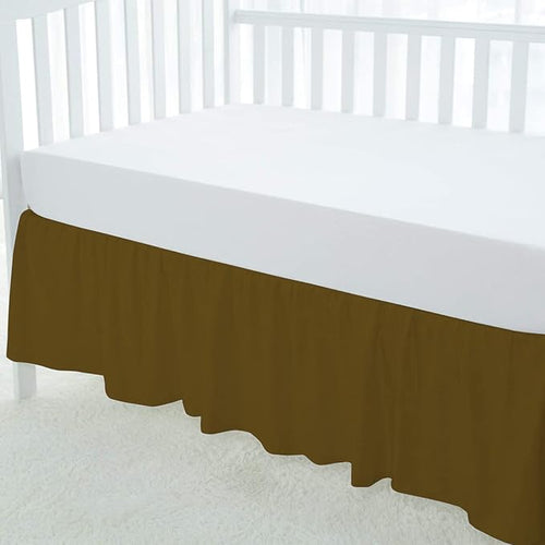 100% Egyptian Cotton, Nursery Crib Toddler (28" x 52" + 16") 800 Thread Count Crib Skirt Dust Ruffle, Bedding Skirts for Baby Boys or Girls, 16" Drop, Taupe Solid