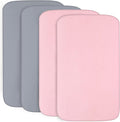 4-Pack Fitted Pack and Play Sheets for Boys and Girls - Breathable, Soft Microfiber Baby Sheets in Grey and Pink