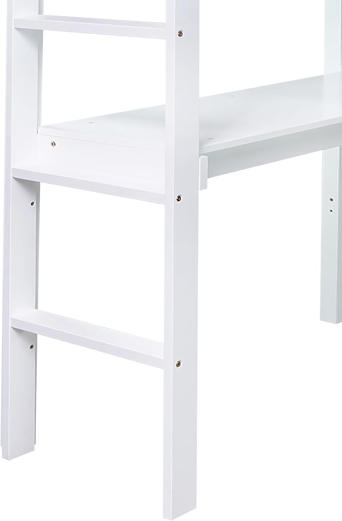 Bellemave Twin Loft Bed with Desk,Loft Bed for Kids, Boys, Girls,Wooden Loft Be Frame with Desk and Ladder, White