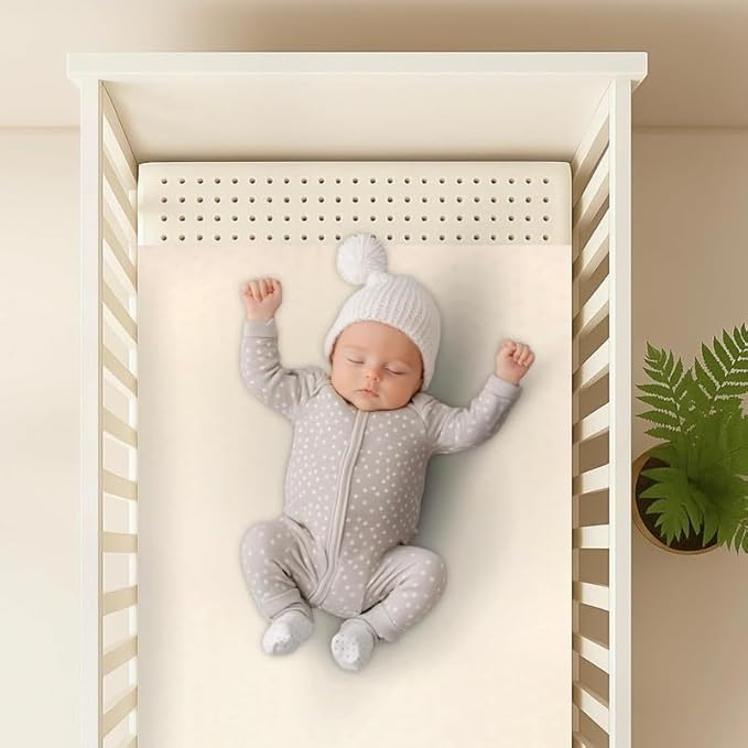 ORGANIC TEXTILES Organic Latex Crib Mattress Topper - 3" Latex for Portable (36"x26") - Breathable GOLS/GOTS Certified – Water-Resistant Organic Cotton Cover – No Polyester, Hypoallergenic, Non-Toxic