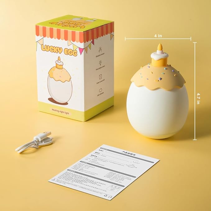 Silicone Baby Night Light,Egg Night Light for Baby Nursery,3-Level Dimming & 30-Min Timer Portable Nursery Night Lamp for Breastfeeding Kids Bedroom Toddler Girls Boys(Birthday Cake)