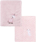 CREVENT 2Pcs 30''X40'' Cute Cozy Fluffy Warm Baby Blankets for Infants Toddlers' Bedding Crib Cot Stroller - Giraffe + Cat