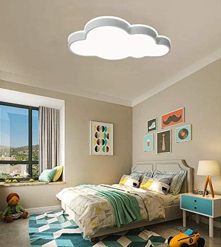 LAKIQ Modern Creative Acrylic LED Lights Cloud Shape Children Room Ceiling Light Flush Mount Ceiling Chandelier Lighting Fixture for Kids Bedroom Kindergarten Living Room(25.5'',White Light)