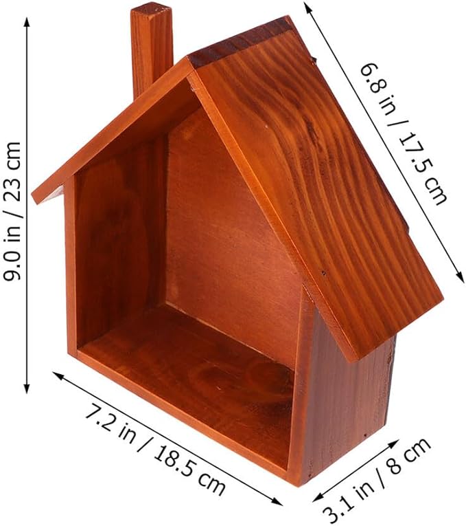 Small House Shaped Wall Mounted Storage Shelf Natural Wood Wall Shelf Organizer for Bedroom Room Office Cute Decorative Display Rack for Collectibles and Knickknacks Wood Color