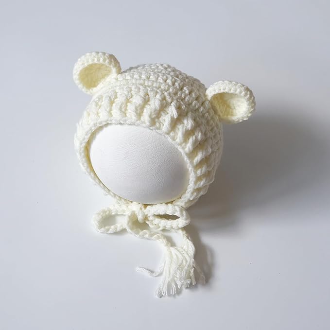 Zeroest Newborn Baby Boy Girl Photography Props Bear Hat Outfits Crochet Kint Handmade Cap Set for Newborn Photo Shoot