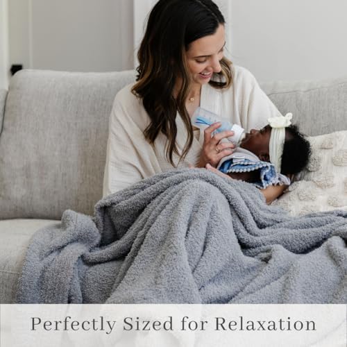 SARANONI Bamboni Luxury Throw Blanket | Super Soft Plush Home Decorative Comfy Blankets for Sofa, Couch or Bed | Gray, Large - 50" x 60"