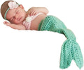 Pinbo Newborn Baby Photography Prop Crochet Mermaid Headband Bra Tail