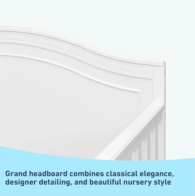 Graco Paris 4-in-1 Convertible Crib (White) – GREENGUARD Gold Certified, Converts to Toddler Bed and Daybed, Fits Standard Full-Size Crib Mattress, Adjustable Mattress Support Base