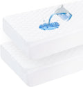 david's kids 2 Pack 52''x28'' Waterproof Crib Mattress Protector Pad Cover Stretch up to 8", Fitted Standard Crib and Toddler Mattresses, Ultra Soft and Breathable for Boys Girls Neutral, White