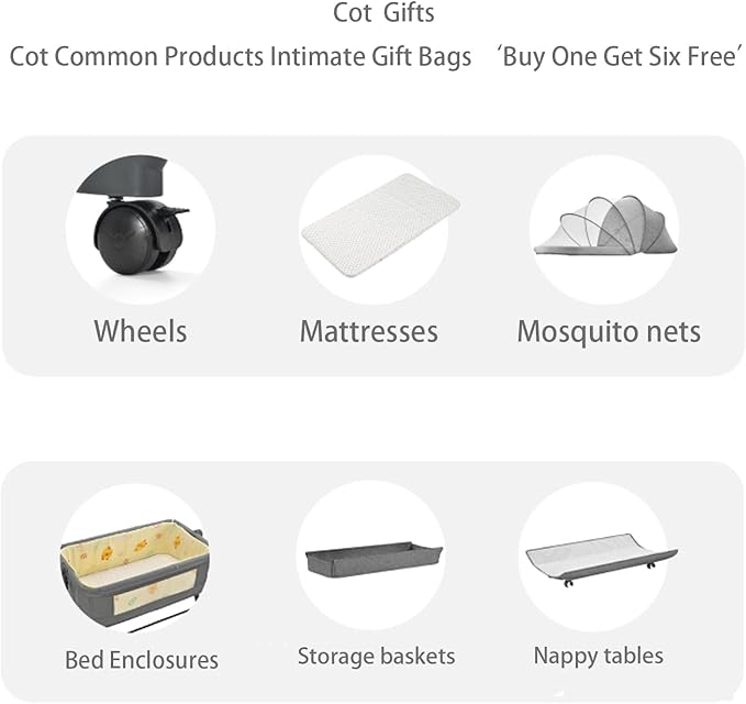 Nine point nine Baby Bedside Bassinet, Baby Bassinet Bedside Sleeper, Next to Me Crib with Wheels, Foldable Co-Sleeping Bed Crib for Newborn (X3 Grey)
