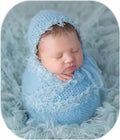 Vemonllas Newborn Infant Baby Boys Girls Photography Props Mohair Lace Hat and Wrap Blanket Cloth (Light Blue)