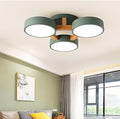 LED Flush Mount Ceiling Light Fixture with 3000K/4000K/6000K Temperatures Selectable,21Inch 33W Chandelier Modern Wood Ceiling Lamp for Bedroom Kitchen, 3-Lights Indoor Lighting Green Pendant Light