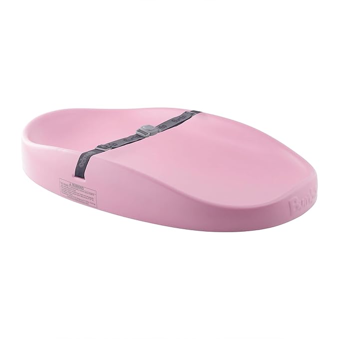 Bumbo Baby Changing Pads for Dresser or Table Top, Portable & Wipeable Non Slip Soft Contoured Diaper Change Station with Harness, Cradle Pink