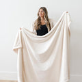 SARANONI Oversized Luxury Blanket | Breathable Super Soft, Lush, Plush Comfy Blankets for Adults | Natural - X-Large 60” x 80”
