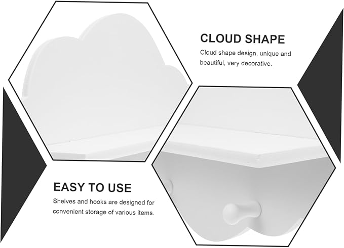 ARTIBETTER 1pc Wooden Cloud Shape Floating Shelf 14 Inch White Wall-Mounted Storage Shelf for Nursery Kids Room Decor and Organization