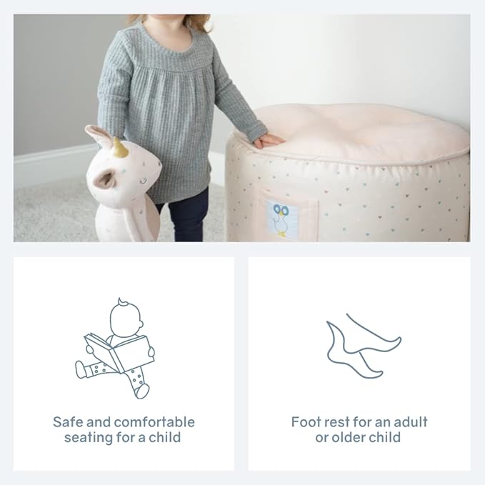 GooseWaddle Soft and Comfortable Kids Ottoman Toddler Pouf Seating for Your Little One's Playroom or Nursery (Star Light Blue)