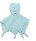Little Rawr Organic Cotton Muslin Lion Loveys for Babies Baby Security Blanket Baby Snuggle Toy Newborn Essentials Must Haves(Lion-Blue)