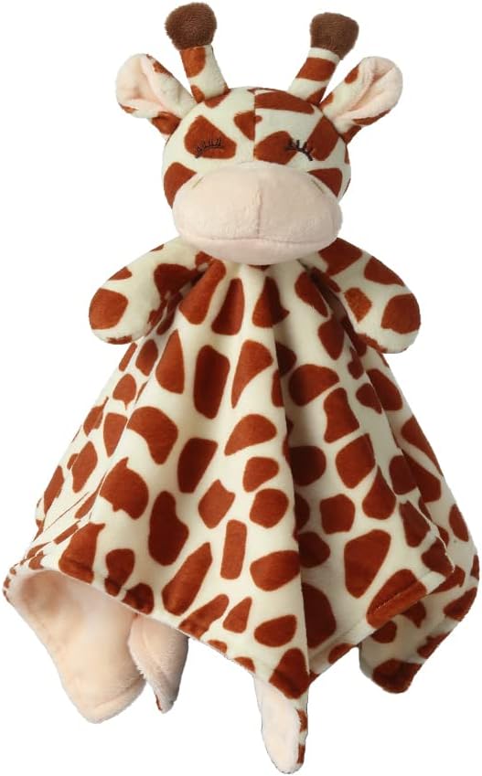 CREVENT Cozy Plush Baby Security Blanket, Loveys for Baby Girls and Boys, Birthday (Monkey+Giraffe)
