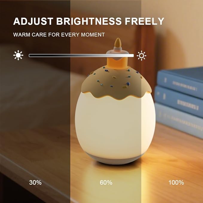Silicone Baby Night Light,Egg Night Light for Baby Nursery,3-Level Dimming & 30-Min Timer Portable Nursery Night Lamp for Breastfeeding Kids Bedroom Toddler Girls Boys(Birthday Cake)