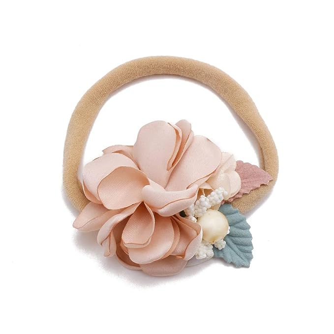 cherrboll 4pcs Baby Girl Flower Headbands, Super Soft & Stretchy Nylon Floral Hairbands for Newborn Toddler