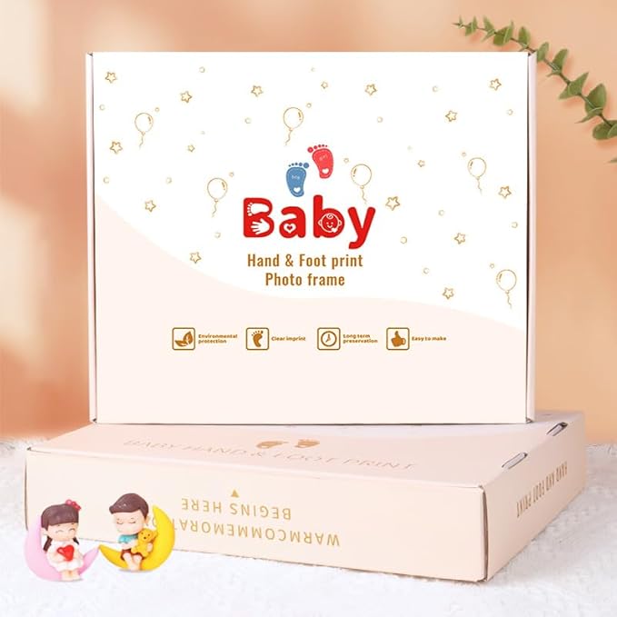 MCstars Baby Handprints & Footprints Clay Frame, Moms Memorial Print, Newborn Photo Frame