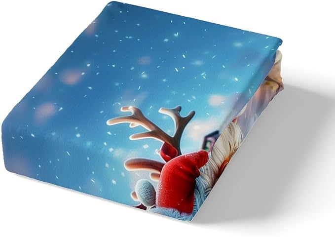 Cute Santa Claus Duvet Cover Set King Size,Winter Snow Cabin Rustic Farmhouse Bedding Set,Boys Girls Room Decor,Xmas Tree Merry Christmas Comforter Cover,White Quilt Cover,2 Pillowcases,No Comforter