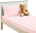 PLAIN PRINTED LINEN 3-Piece Toddler Sheet Set, 100% Cotton Fitted Sheet, Flat Sheet and Envelope Pillowcase, Toddler Bed Set, Mini Crib Sheets (Pink Solid)