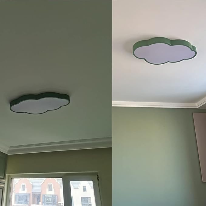 LED Ceiling Light Fixture,27 Inch Modern Cloud Shape Recessed Ceiling Lights,Dimmable Light,Green 43W Close to Ceiling Lighting Flush Mount Living Room Bedroom,3000K-6000K