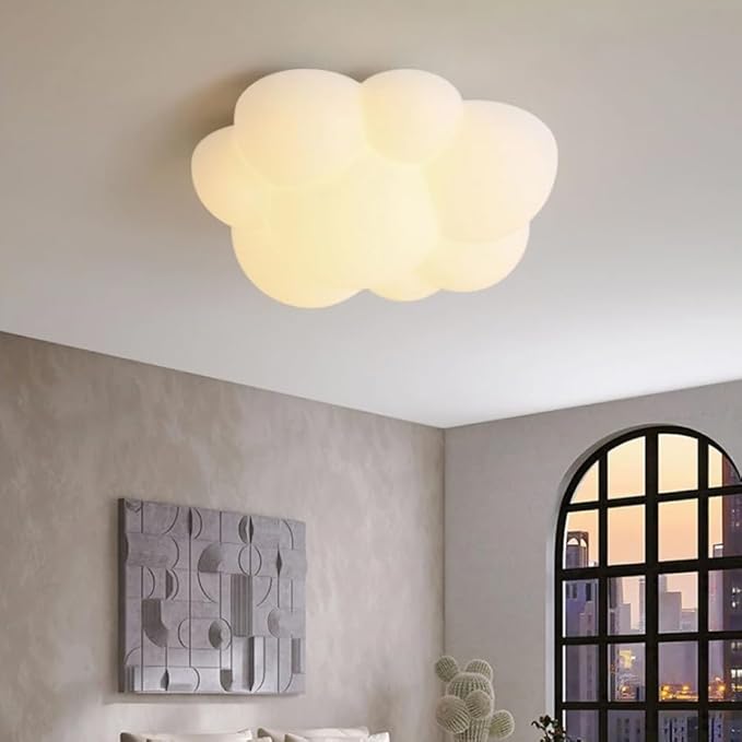 Cloud Ceiling Light for Kids Room, White LED Flush Mount Light Fixture, 80W Nursery Ceiling Lamp, 530mm Cartoon Ceiling Lighting for Bedroom, Playroom