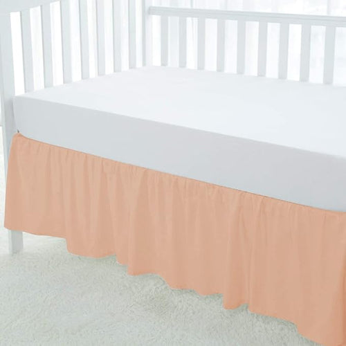100% Egyptian Cotton, Nursery Crib Toddler (28" x 52" + 16") 800 Thread Count Crib Skirt Dust Ruffle, Bedding Skirts for Baby Boys or Girls, 16" Drop, Blush Solid
