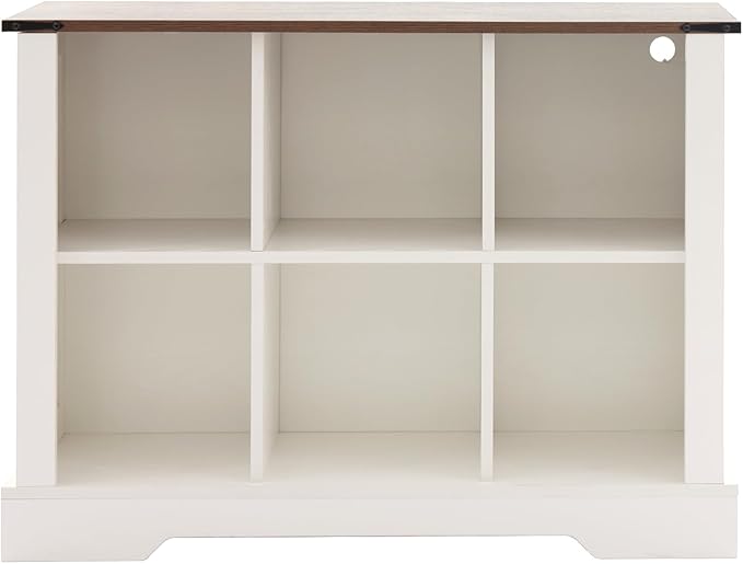 6 Cube Storage Organizer, Wood Cube Bookshelf with LED Lights, Horizontal Storage Cubes, Kids Bookshelf, Display Cabinet Cubby Shelf for Living Room Home Office Bedroom, White